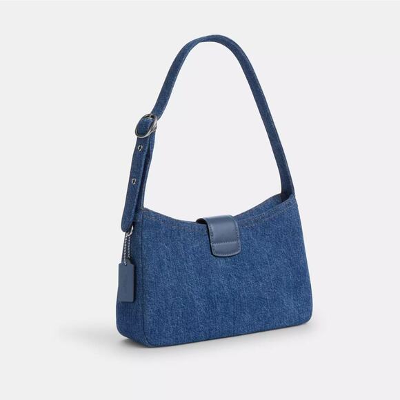 NWT Coach CAK45 Eliza Shoulder Bag In Signature Denim Silver /Indigo - Picture 7 of 8